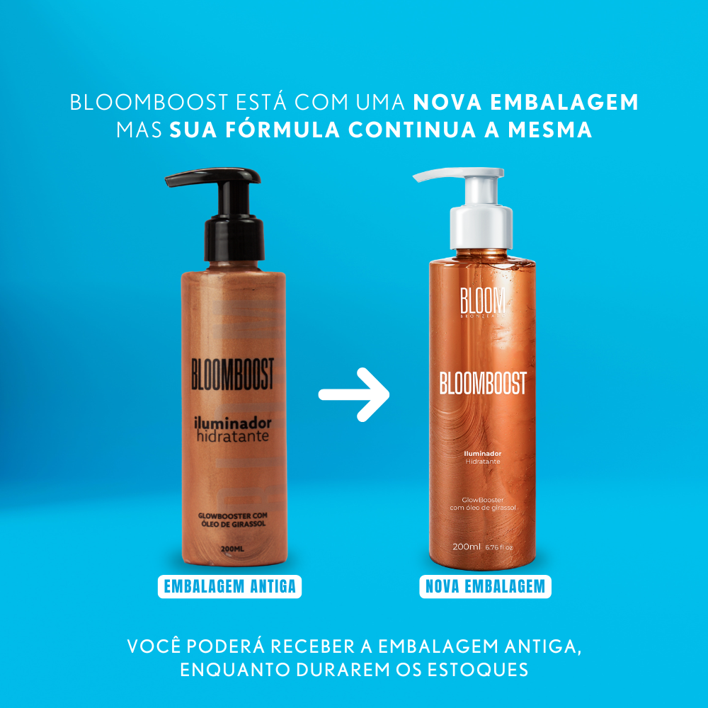 Kit de Brilho Infinito, Dois Iluminadores Corporais Bloomboost - 200ml